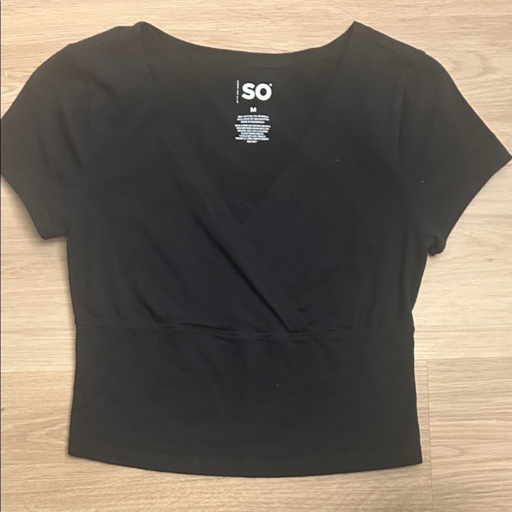 SO Women's Black Wrap Crop Top